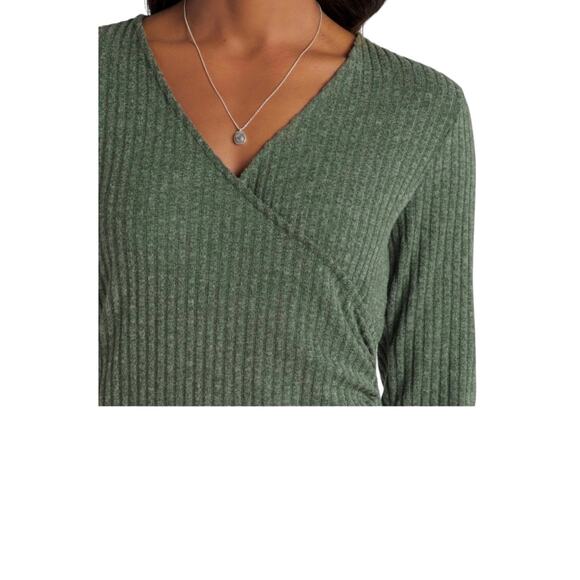 NWT! Nine Britton Mariah Olive Green Ribbed Heathered Dress 1X - Picture 4 of 6